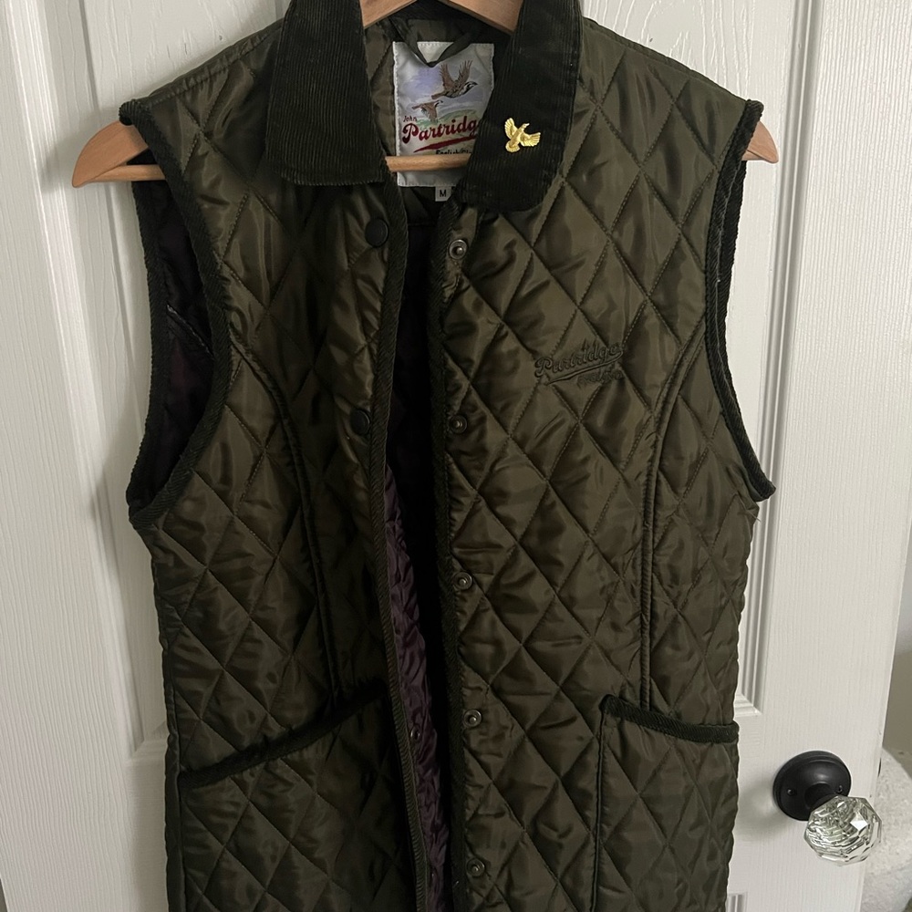 Vintage Partridge Quilted Vest in Olive Green